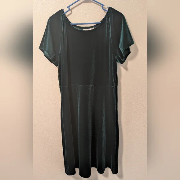 Place Green Flutter Sleeve Velvet Dress - Picture 1 of 4